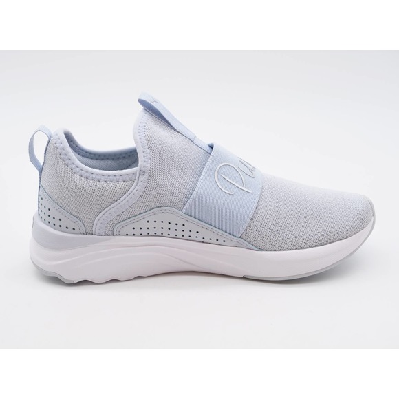 Puma Softride Sophia Shimer Kids 5.5C Slip On Sneakers Silver Mesh Running Shoes - Picture 3 of 10
